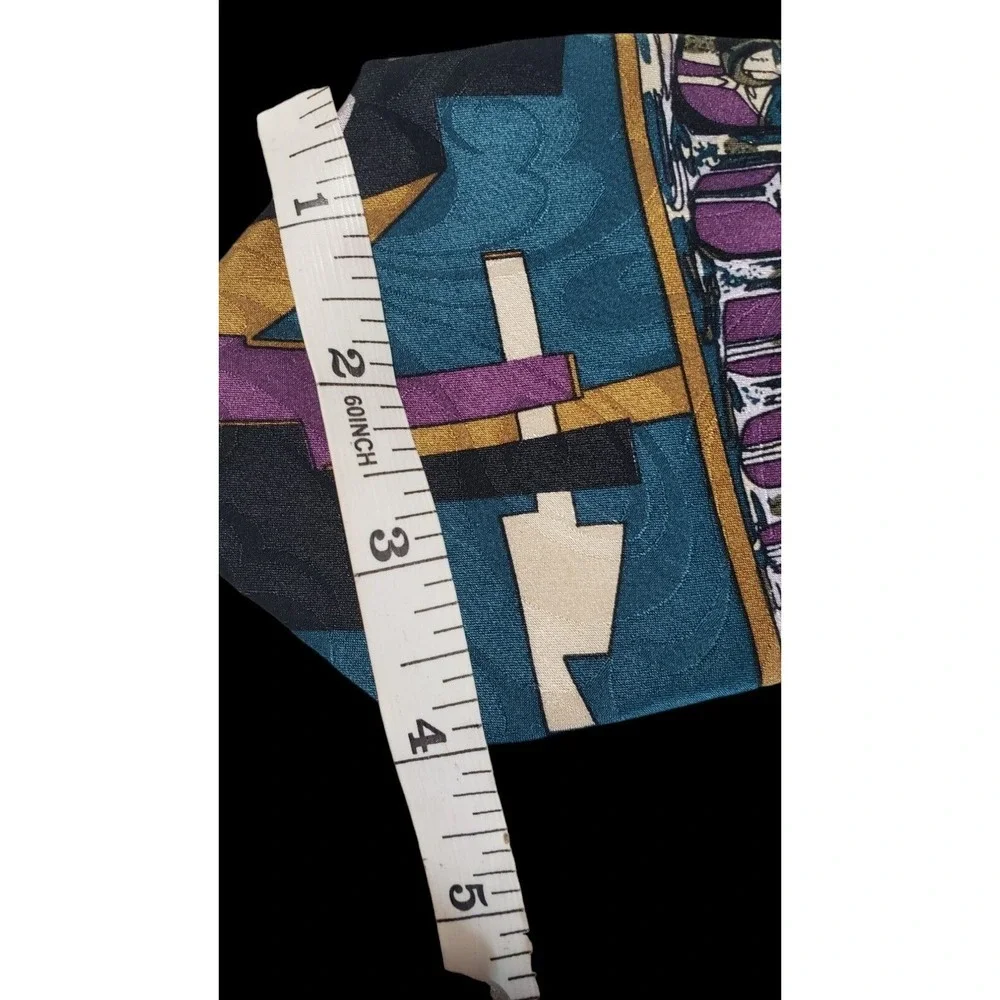 Francesca Bolta Handmade 100% Silk Tie Purple Multi color and‎ Pattern